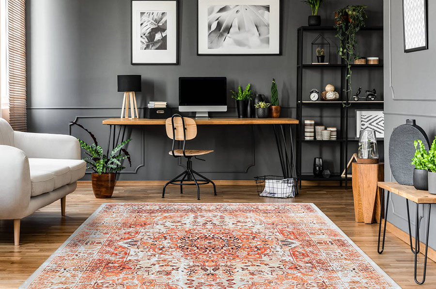 tapis orange décoration automnale maison bureau bobochic meuble design