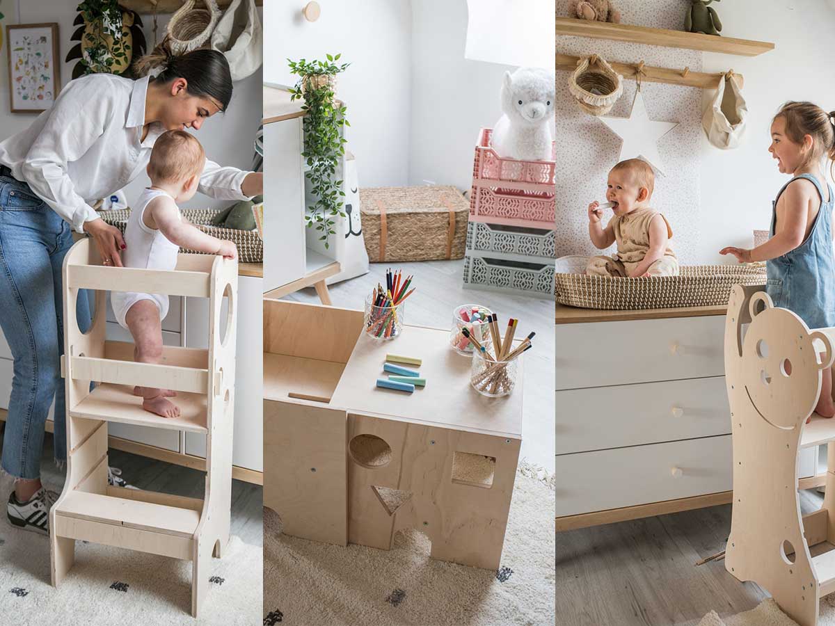 collection meuble montessori en bois naturel pour enfant 