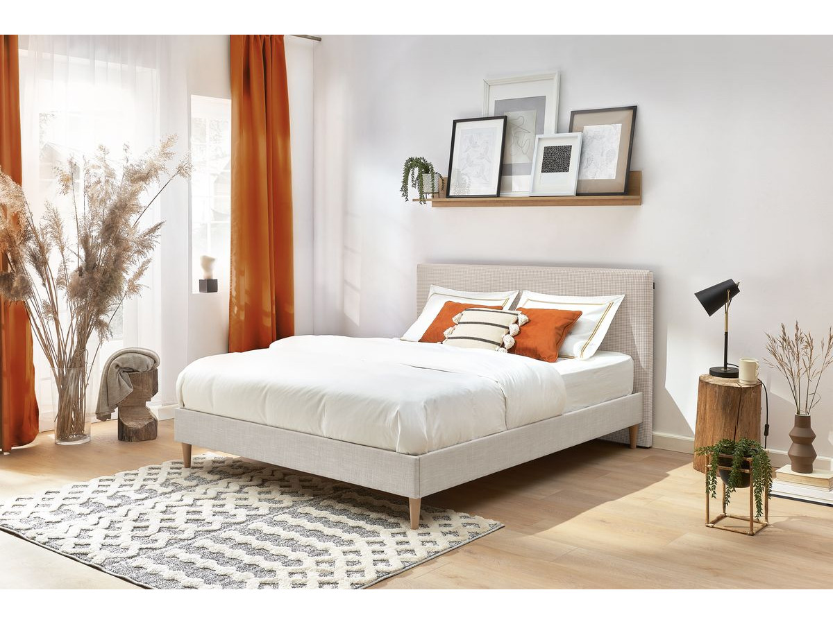 chambre style californien déco blanche bois orange