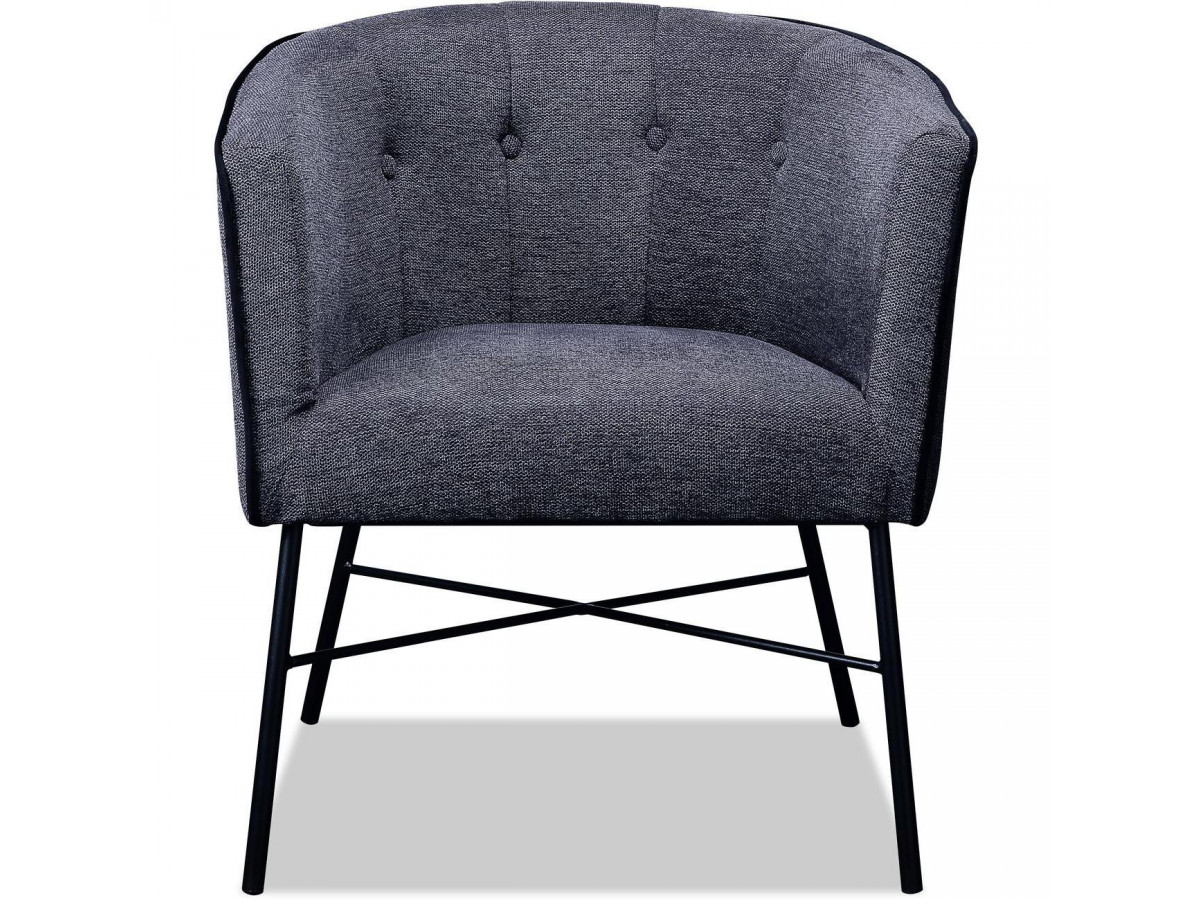 chaise ronde tissu pieds Eiffel métal fin noir - Bobochic