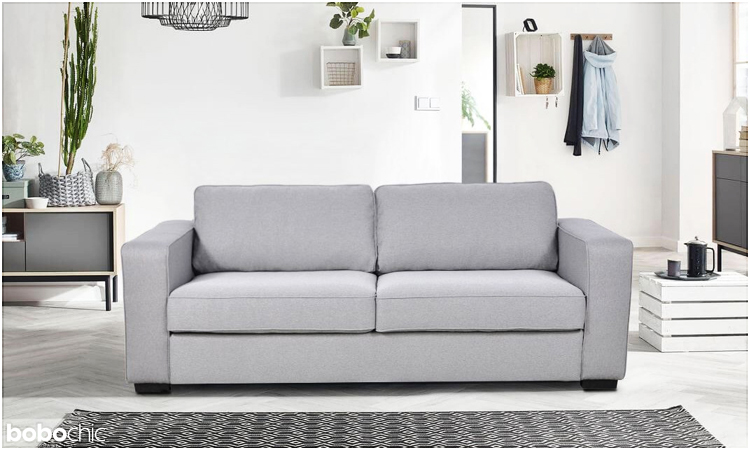 Canapé droit fixe MALO de couleur gris clair