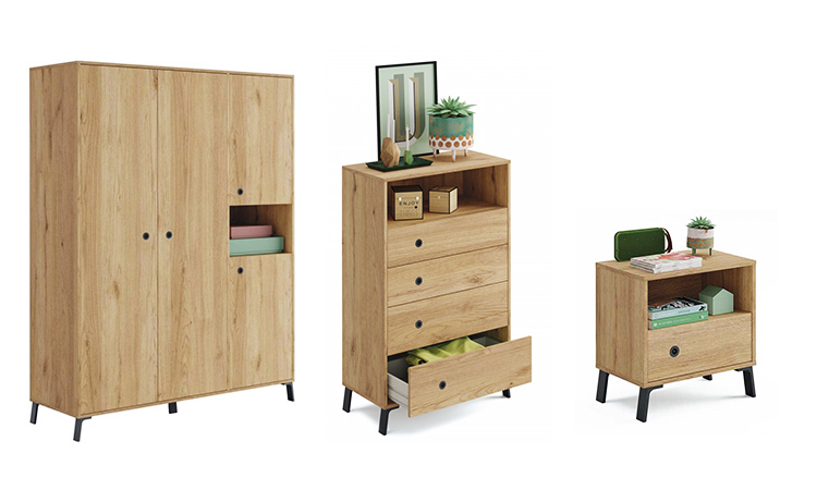 L'armoire, la commode et le chevet KAMILA, du mobilier tendance et design incroyablement pratique au quotidien