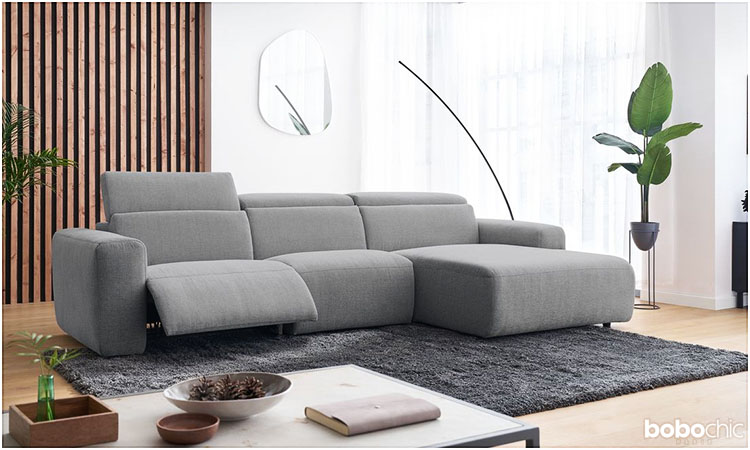 Découvrez la gamme Haute Couture avec le canapé d'angle relax électrique MONCEAU !