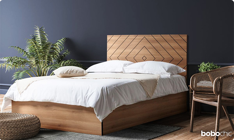 Disponible en deux versions, le lit coffre ALAVANA apportera design et pratique à votre chambre ! 