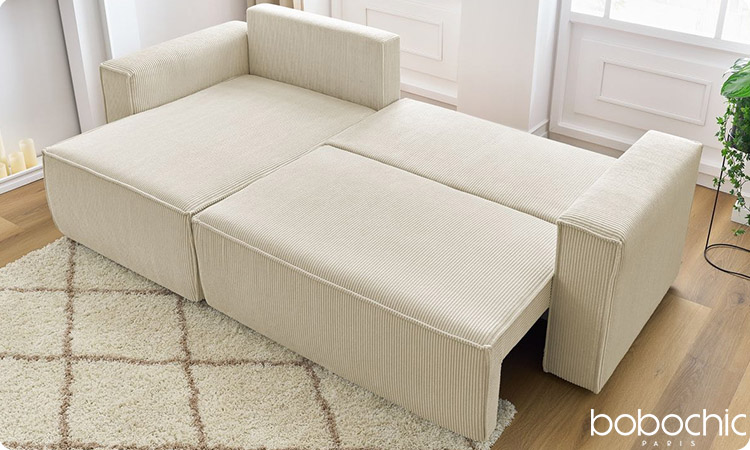 Transformez votre canapé d'angle NIHAD en un couchage occasionnel de grand confort !