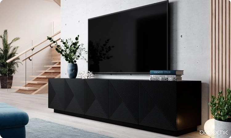 Créez-vous un espace de pure élégance avec le meuble TV ALICE noir
