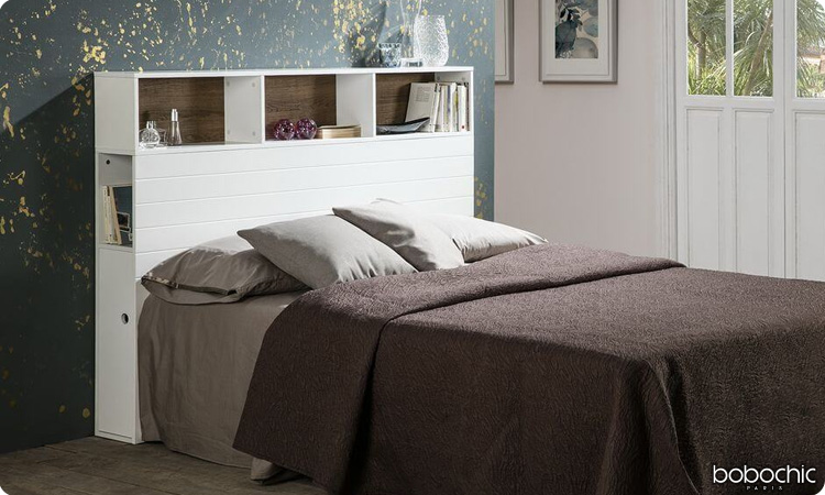 La tête de lit en bois avec rangement vous permettra d'optimiser votre espace