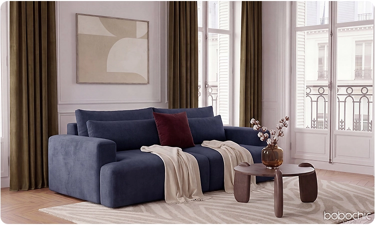 Pour les canapés profonds dans un petit salon, attention à la profondeur totale