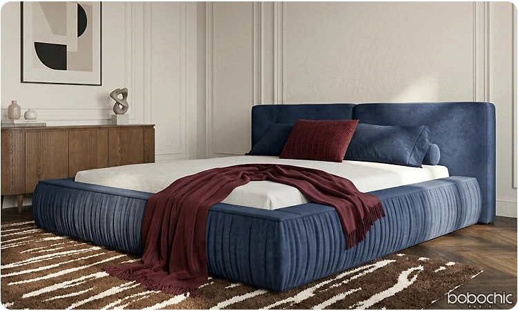 Le lit coffre MARQUISE dans sa déclinaison bleue