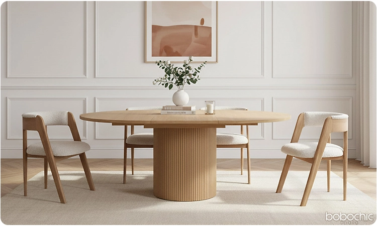 Table ronde extensible avec chaises