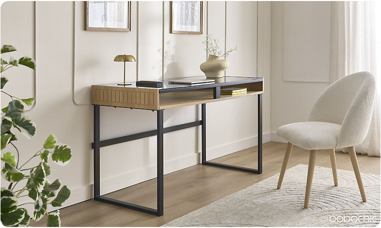 Bureau en bois et en métal